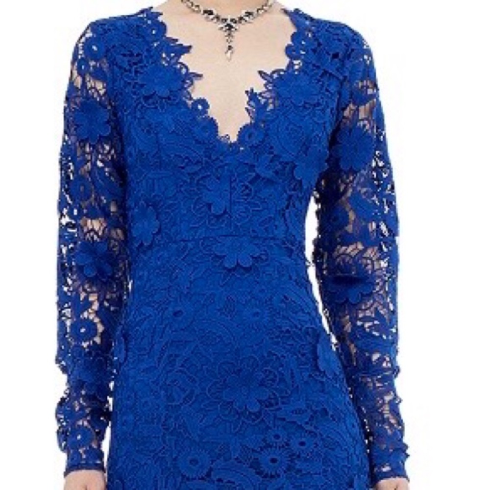 Zac Posen Full Length Cobalt Lace Gown
